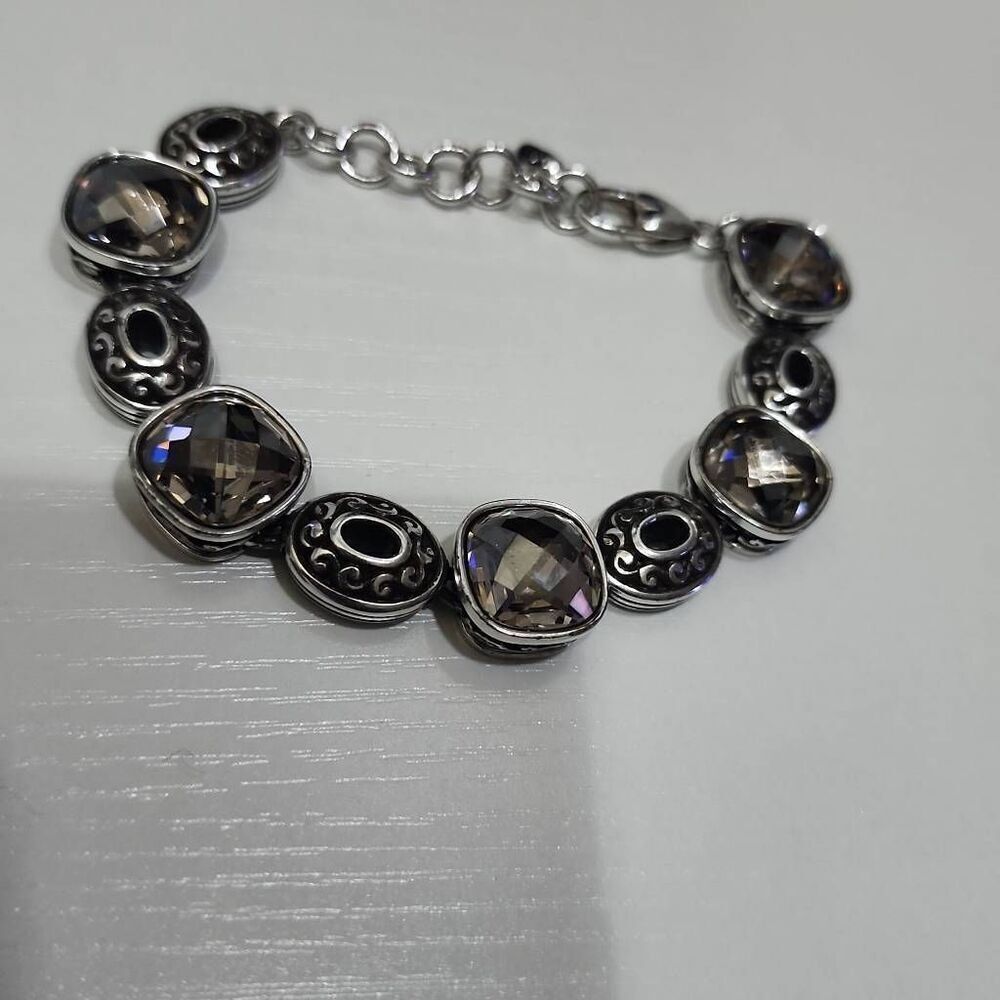 Brighton Venus Rising faceted smokey grey Swarovski crystal bracelet.